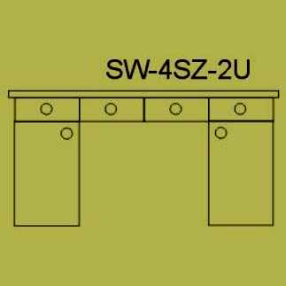 Stół warsztatowy z 4 szufladami, szafką uchylną i szafką szufladową SW-4SZ-2U